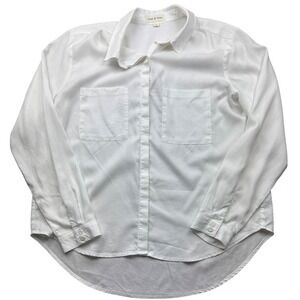 Cloth & Stone White Long Sleeve Button‎ Down Shirt Womens Career Casual